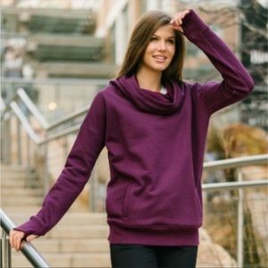 ZYIA Oh So Soft Cowl Neck Hoodie Plum Purple Fleece Lined L